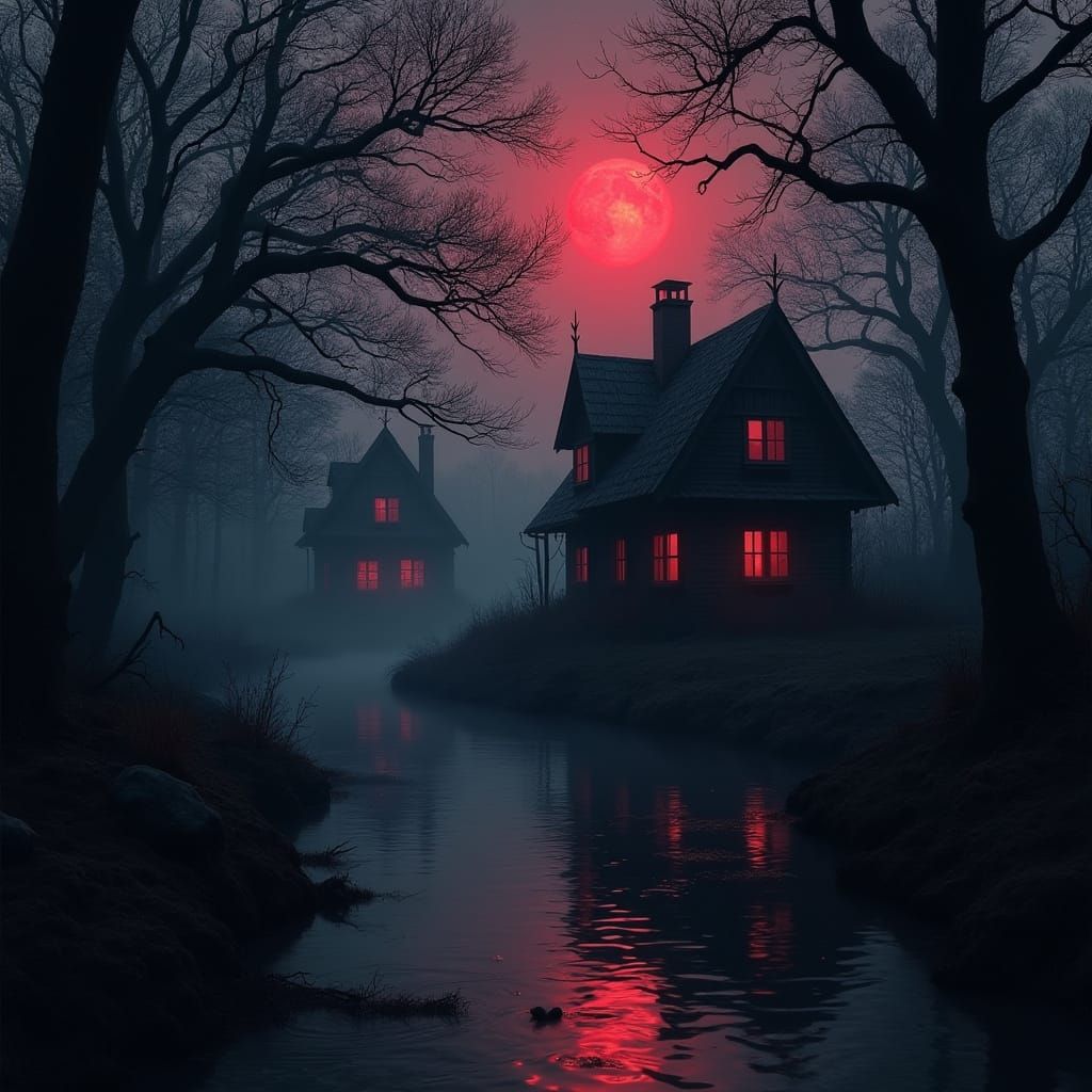 Enchanted Forest at Night: A Gothic Landscape