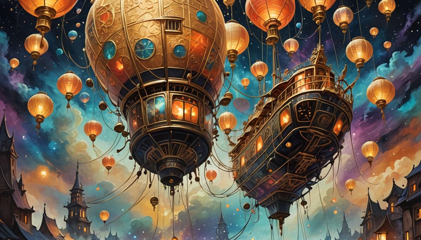 Cylindrical Space Vehicle in Surreal Oil Painting