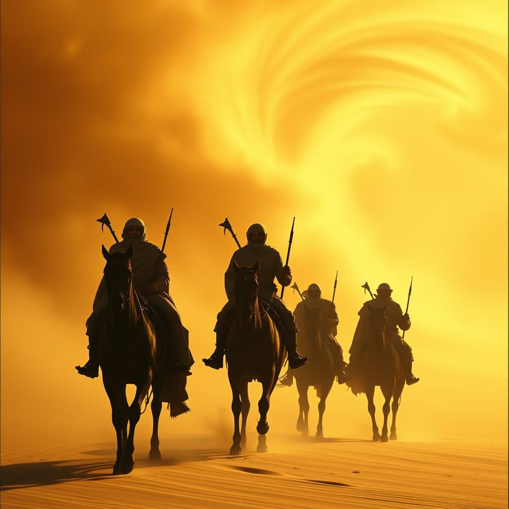 Tuareg Riders in Desert Sandstorm: Mystical Realism