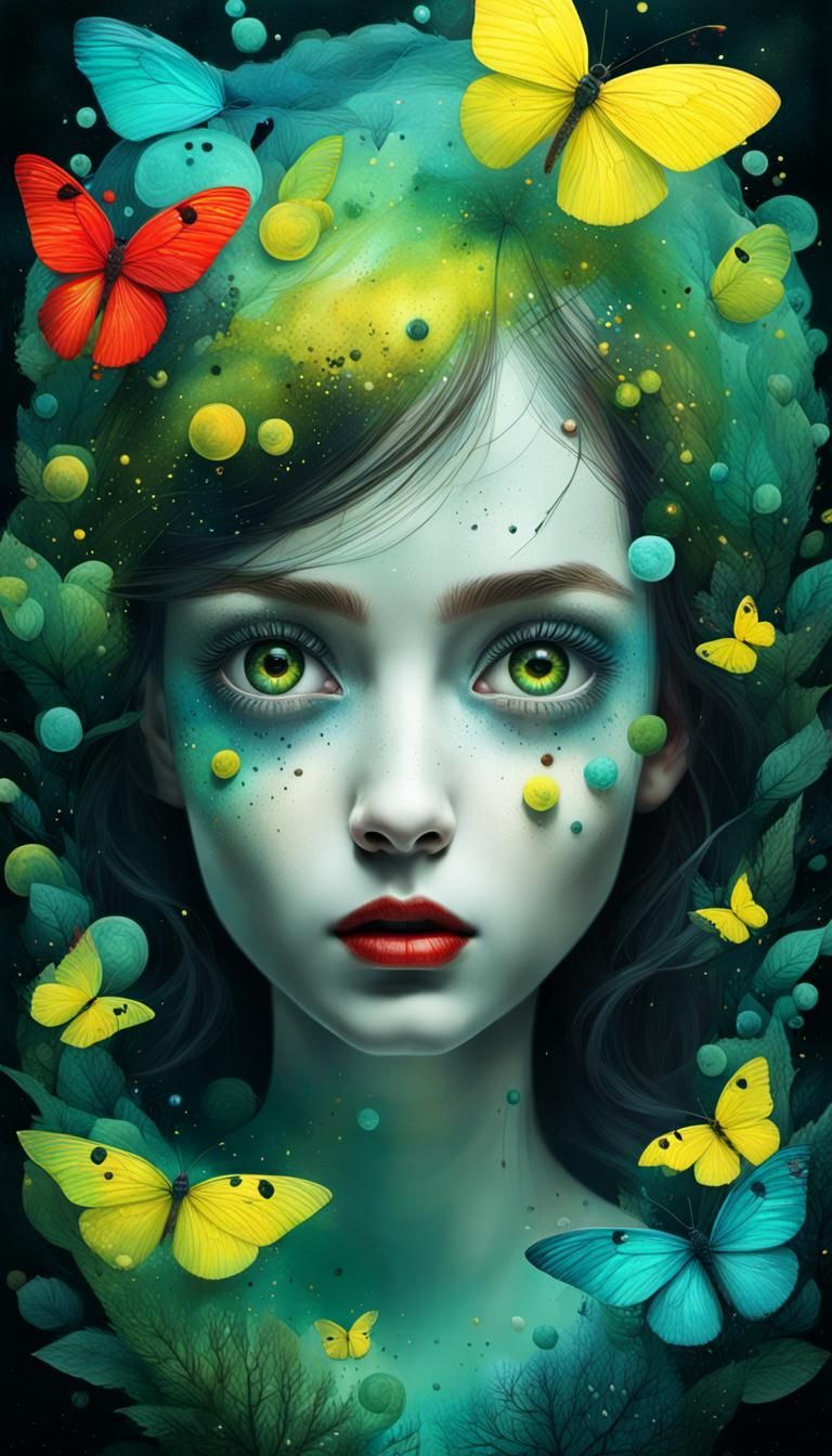 Pop Surrealism Portrait in Double Exposure Style