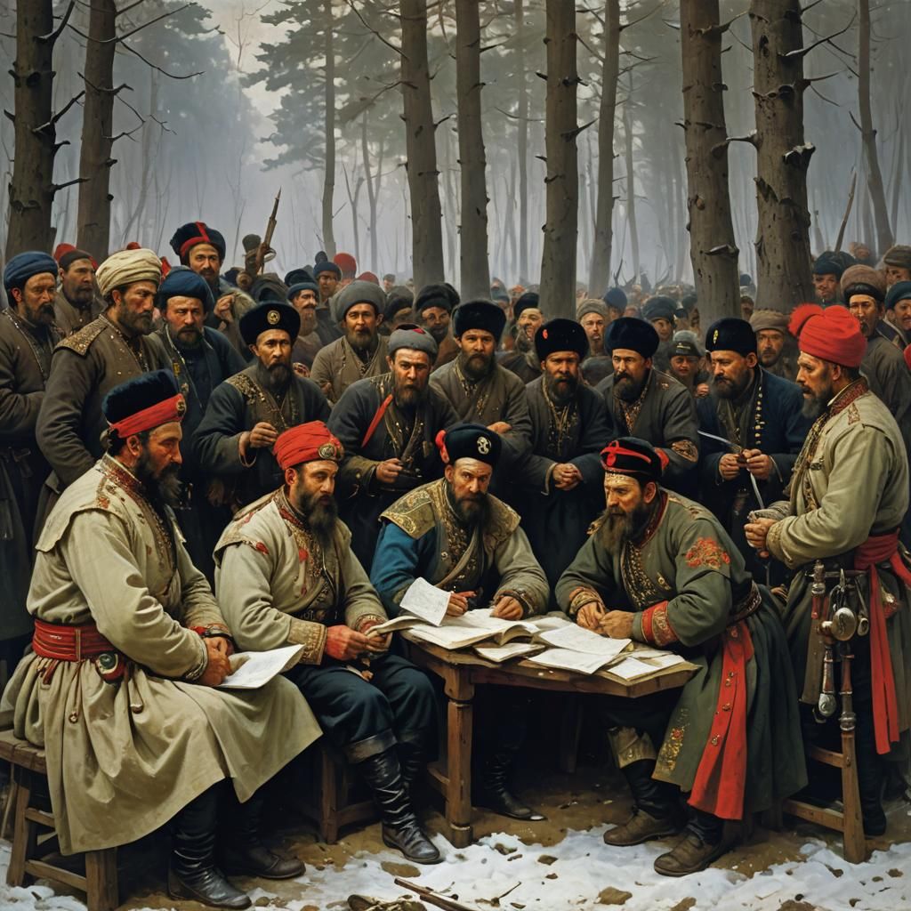Cossacks Writing Letter to Turkish Sultan: Historical Painti...