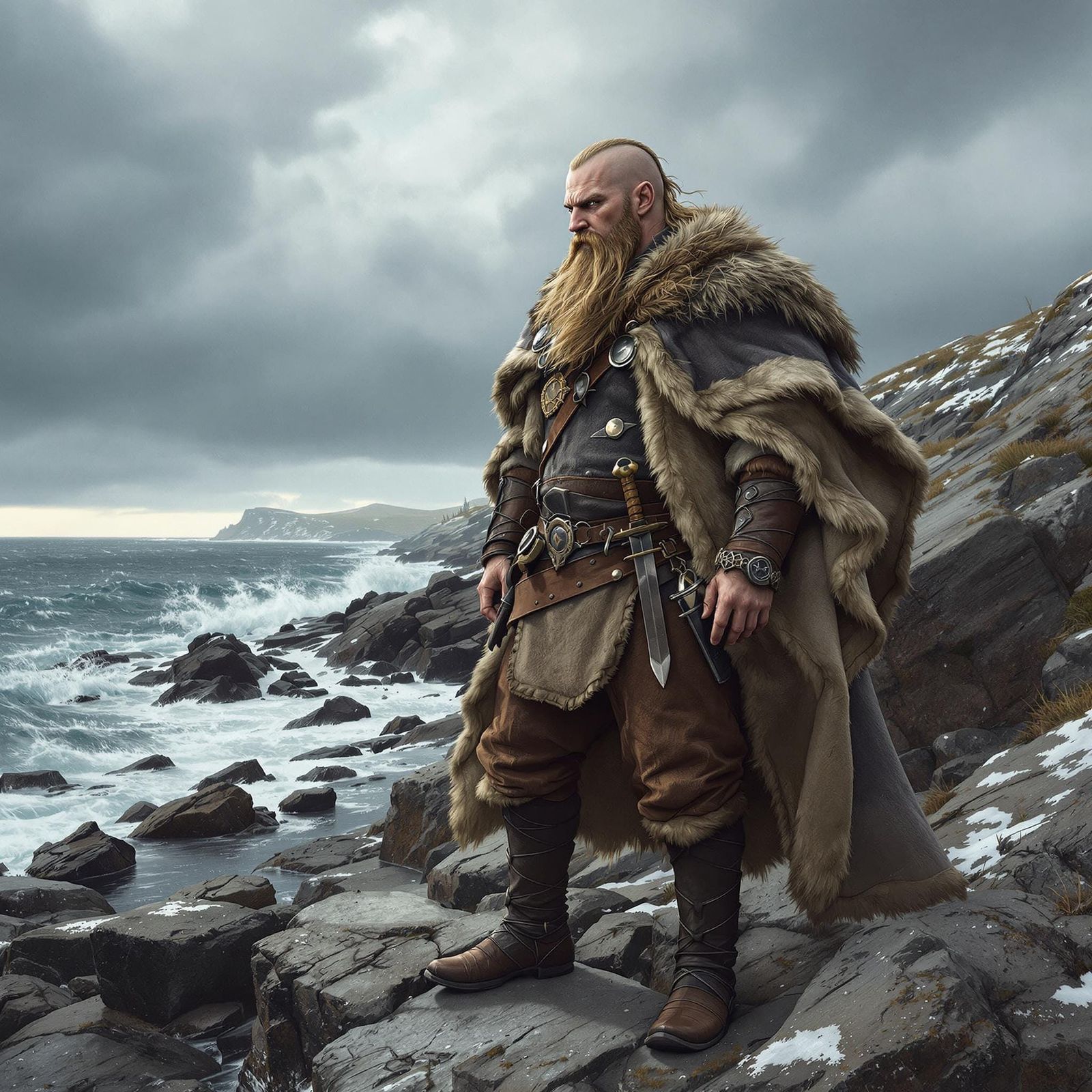 Viking Warrior on Newfoundland Shoreline