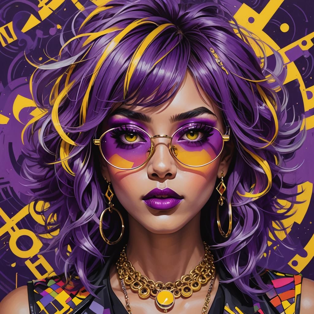 Pop Art Woman with Spiked Hair and Glasses