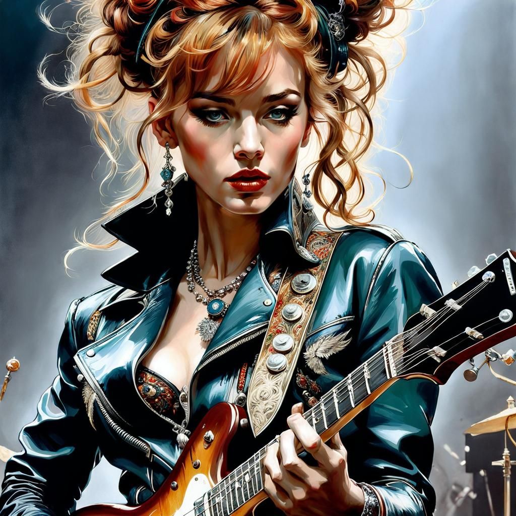 Rock and Roll feminine guitarist (1950s)🎸🎹🎤