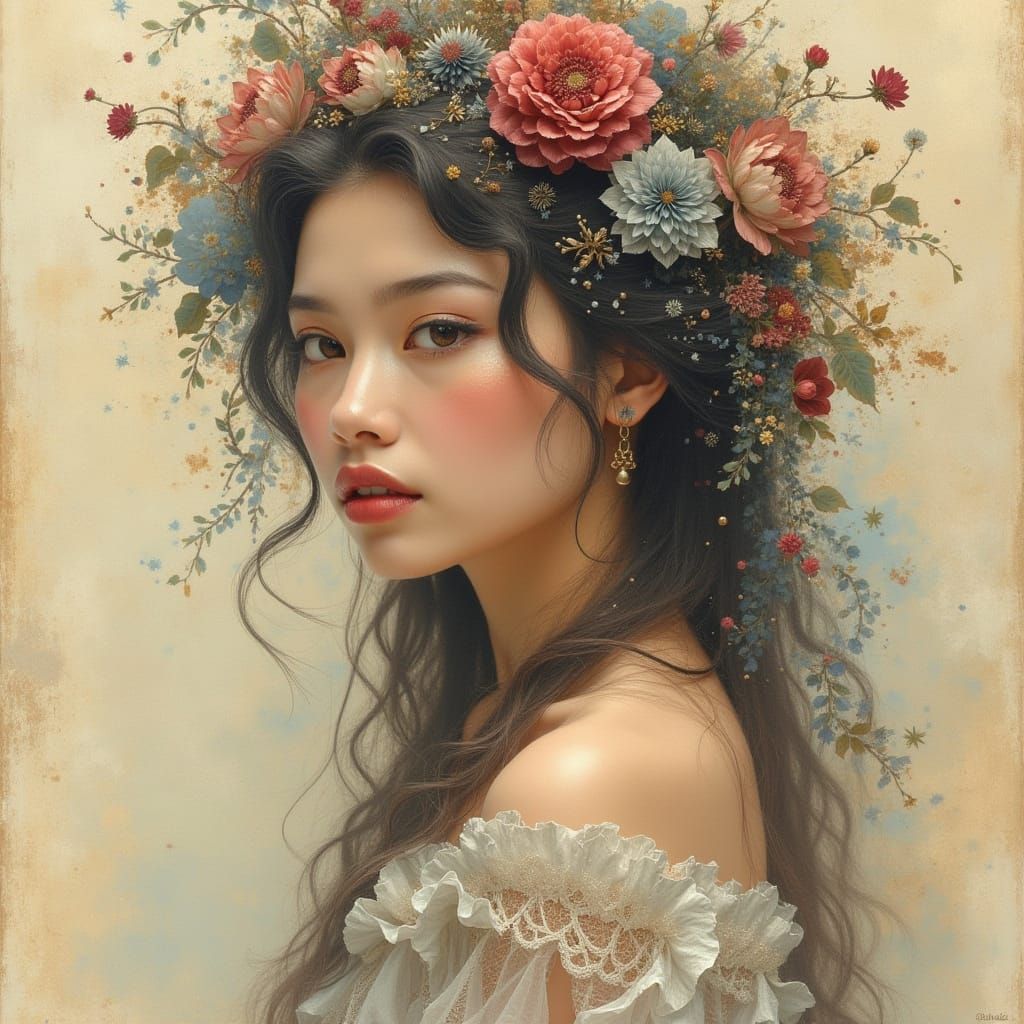 Softly Focused Portrait in Chinese Watercolor Style