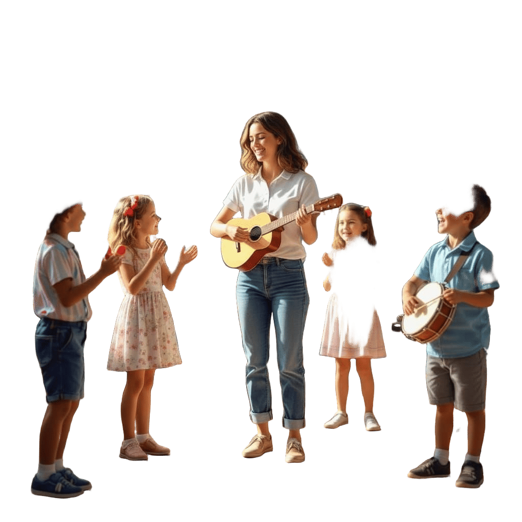Children Enjoying a Vibrant Music Class