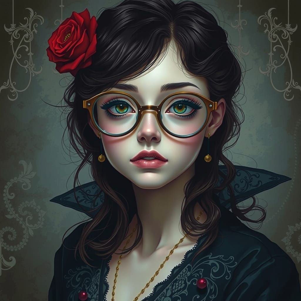 Ethereal Goth Goddess in Victorian Whimsy