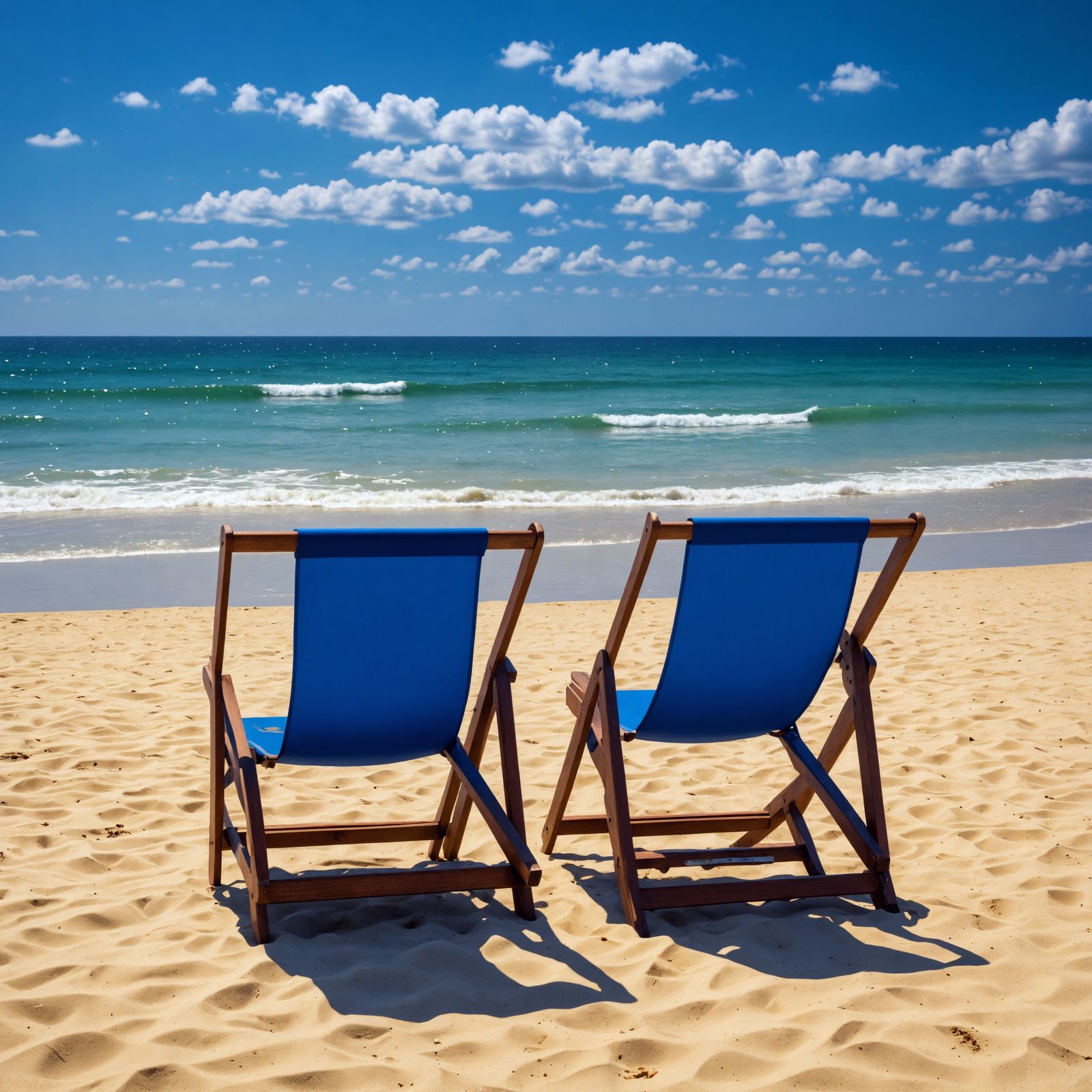 Colorful Beach Scene with Chairs in Hyperrealistic Style