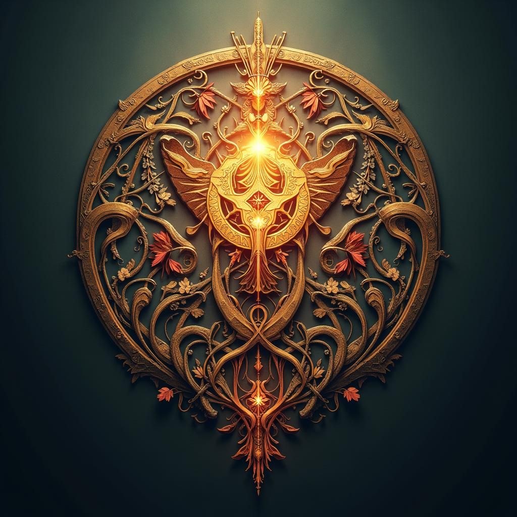 Mystical Nordic Love Rune with Floral Vines