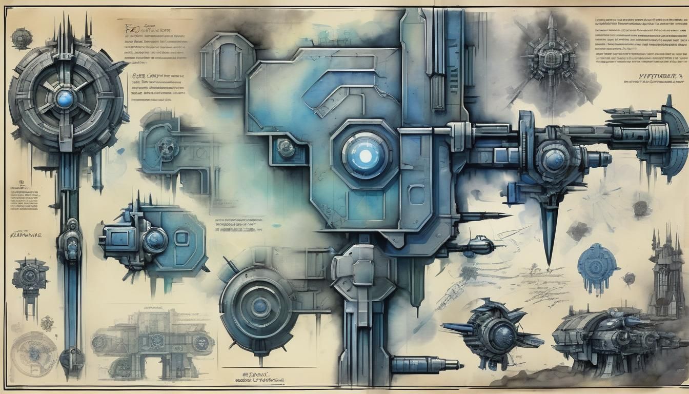 Warhammer 40k Blueprints: Detailed Charcoal Drawings