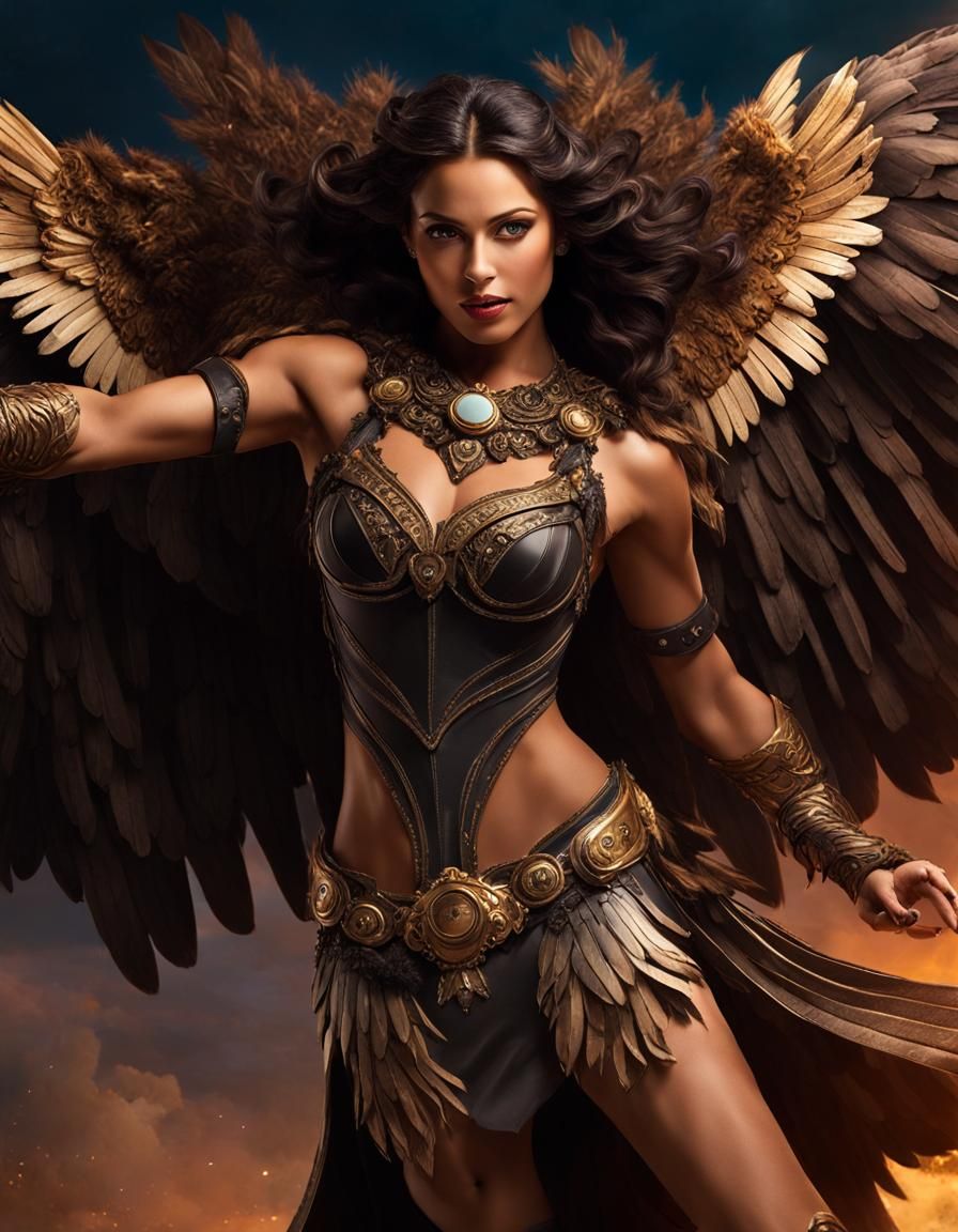 Fierce Harpy in Flight: A Feathered She-Beast