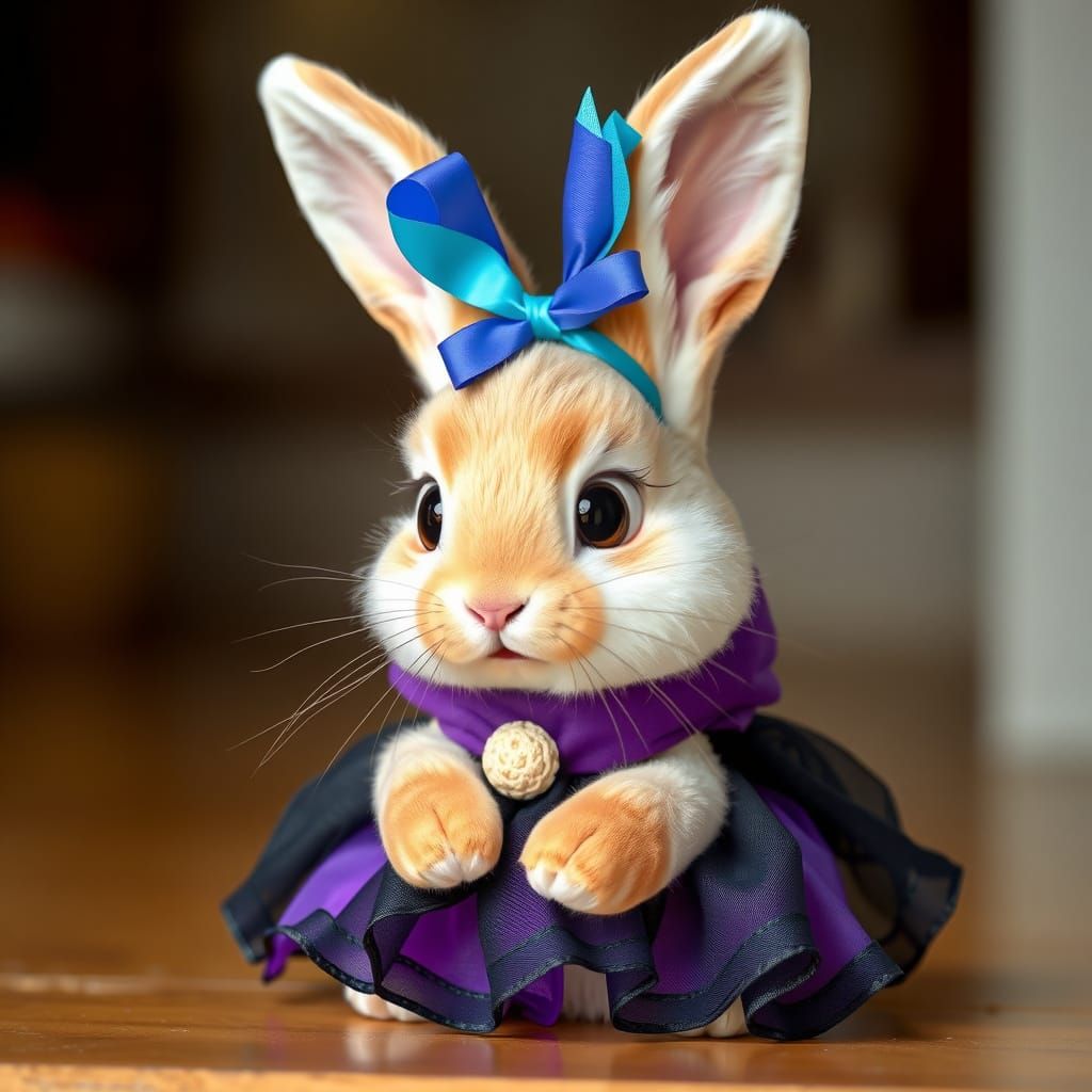 Cute Bunny with Ribbons and Princess Dress
