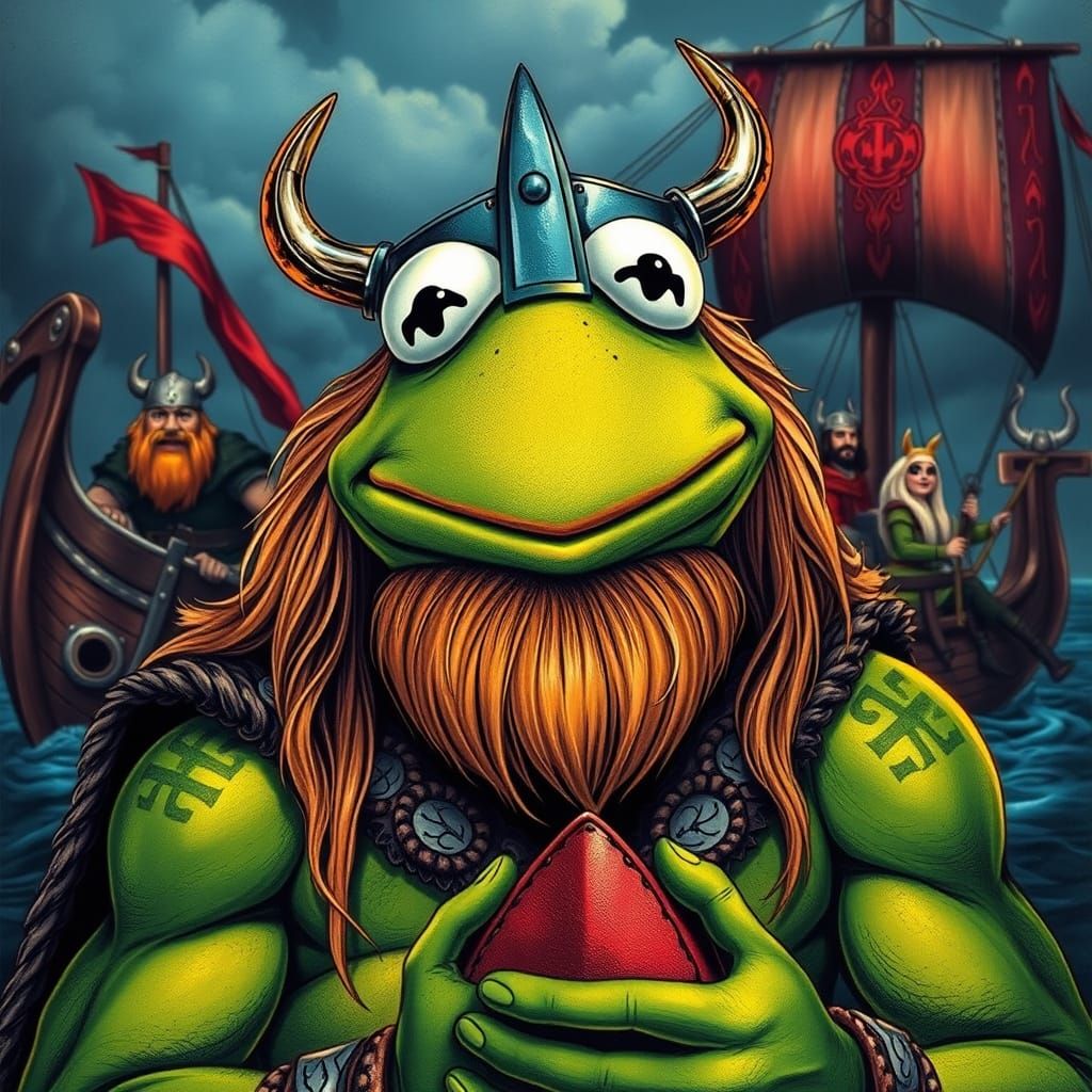 Viking Frog Berserker in Chiaroscuro