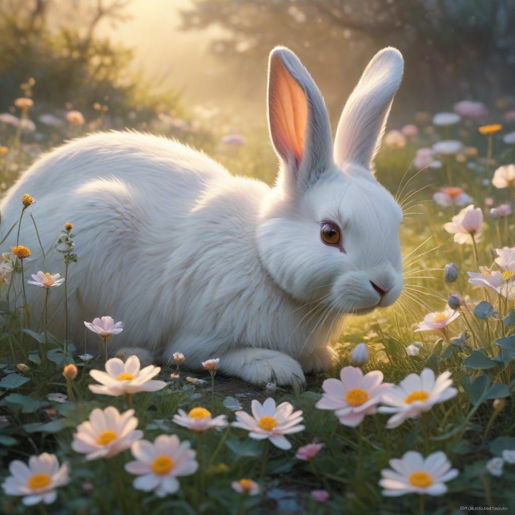 Dreamy Twilight Garden Scene in Soft Focus Impressionist Sty...