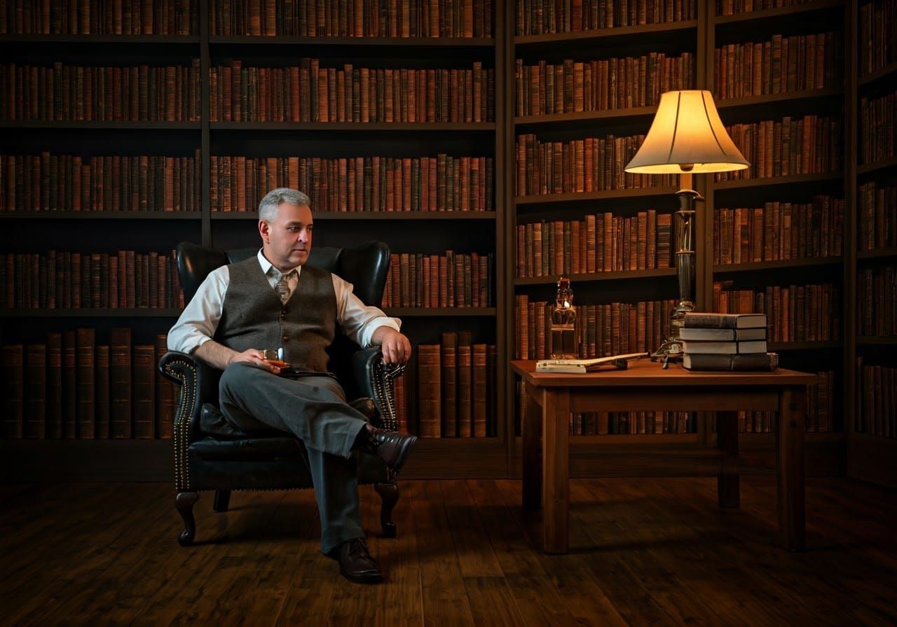 Cozy Study in Warm, Golden Light