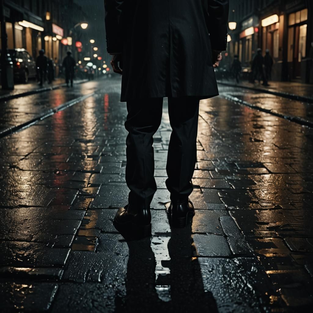 Gobber in Black Suit, Film Noir Style