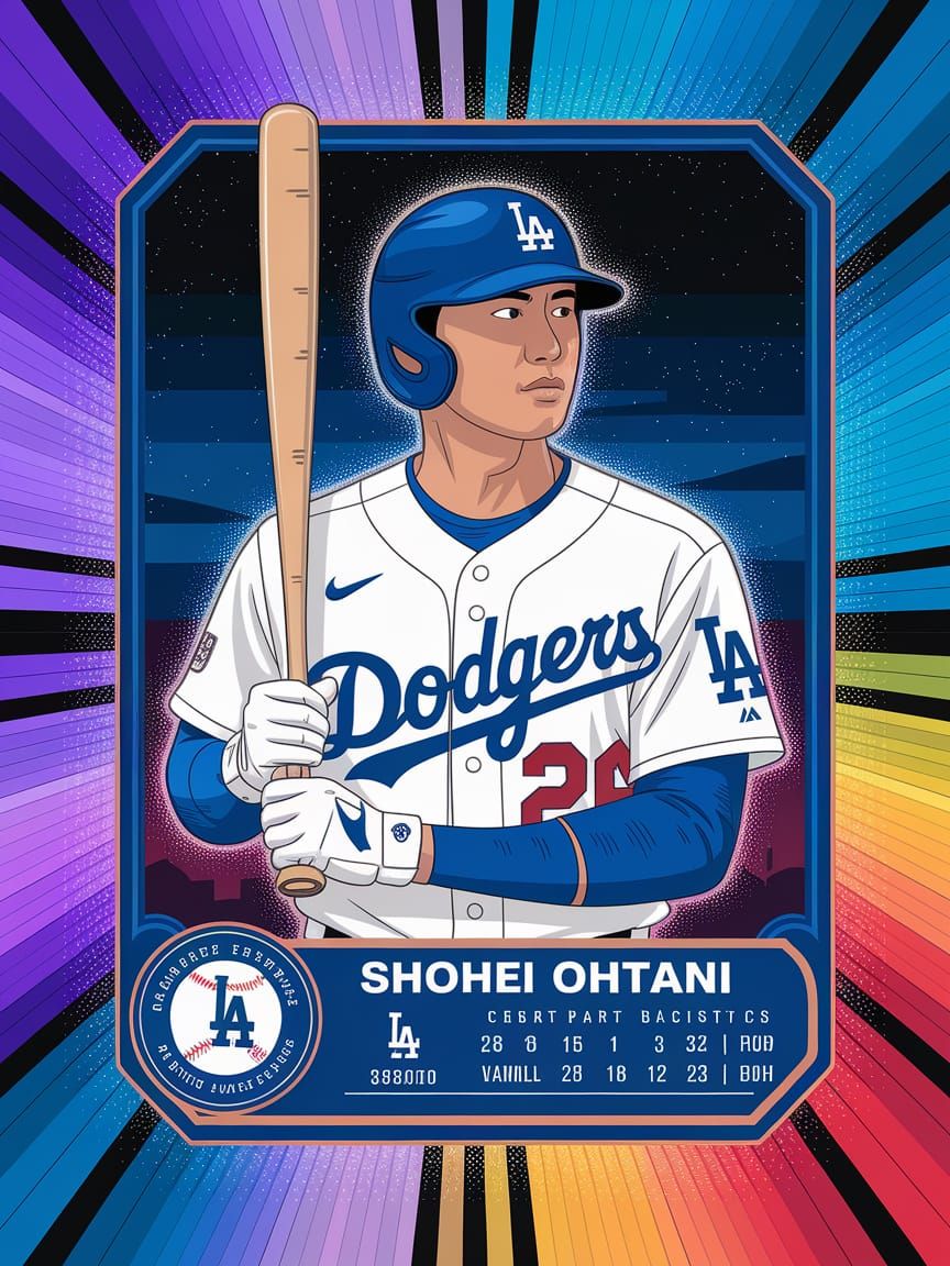 Shohei Ohtani Baseball Card Illustration