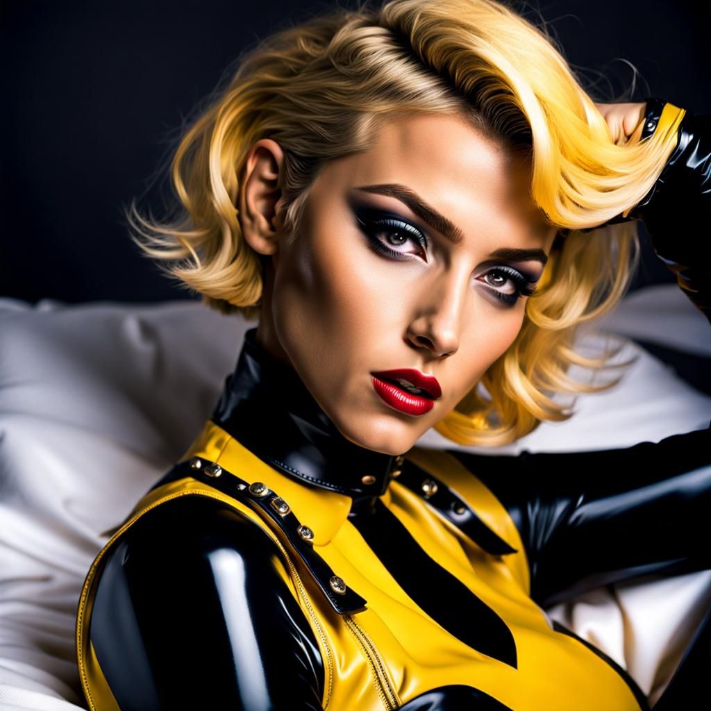 Blonde Woman in Latex: Noir Style Portrait