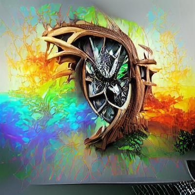Fantasy Iridescent Wall Clock in 3D