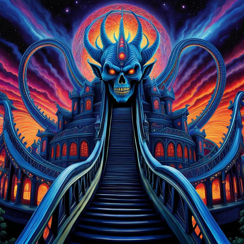 Intergalactic Space Station Theme Park with Cyberpunk Style