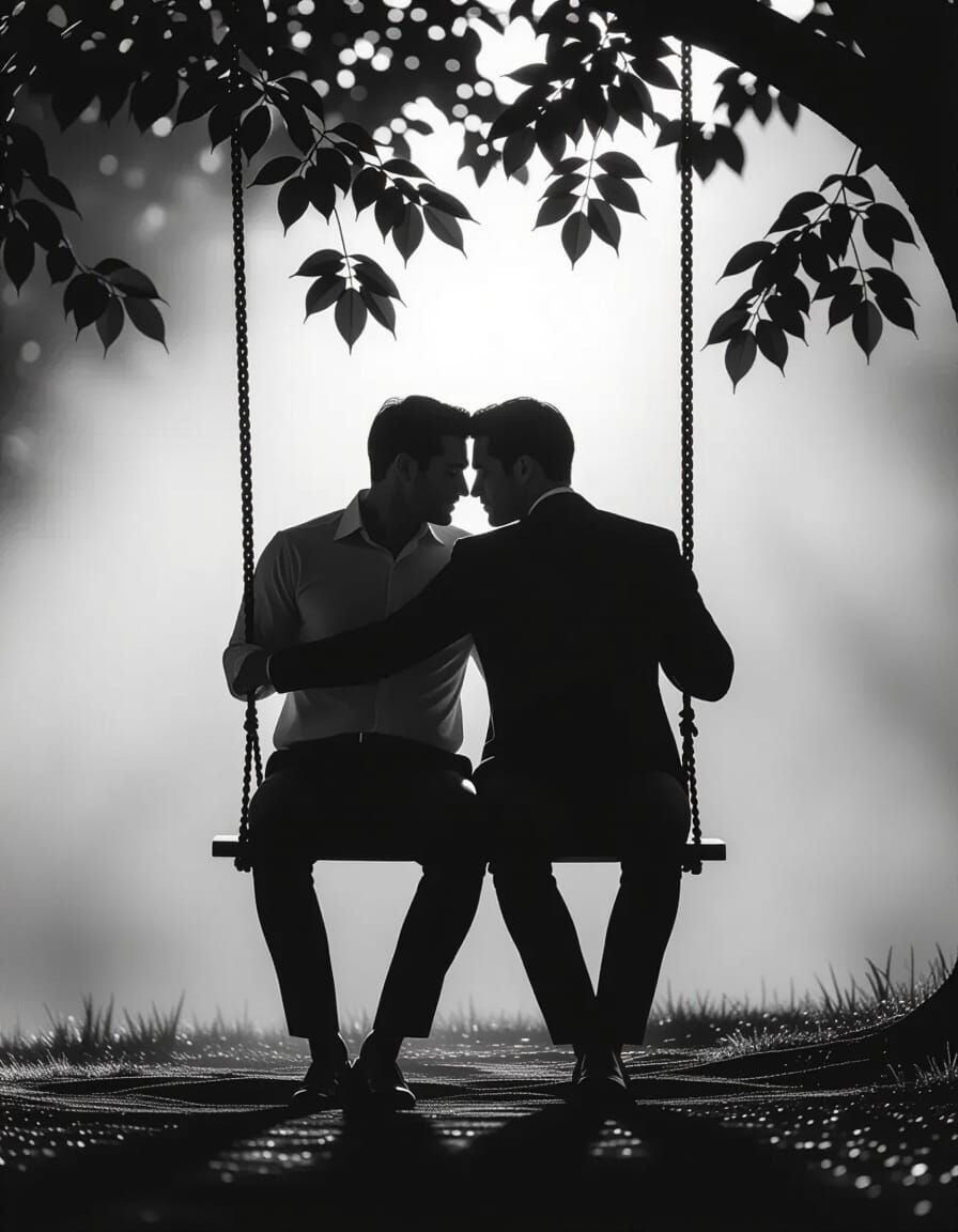 Romantic Black and White Embrace Captured in Cinematic Light