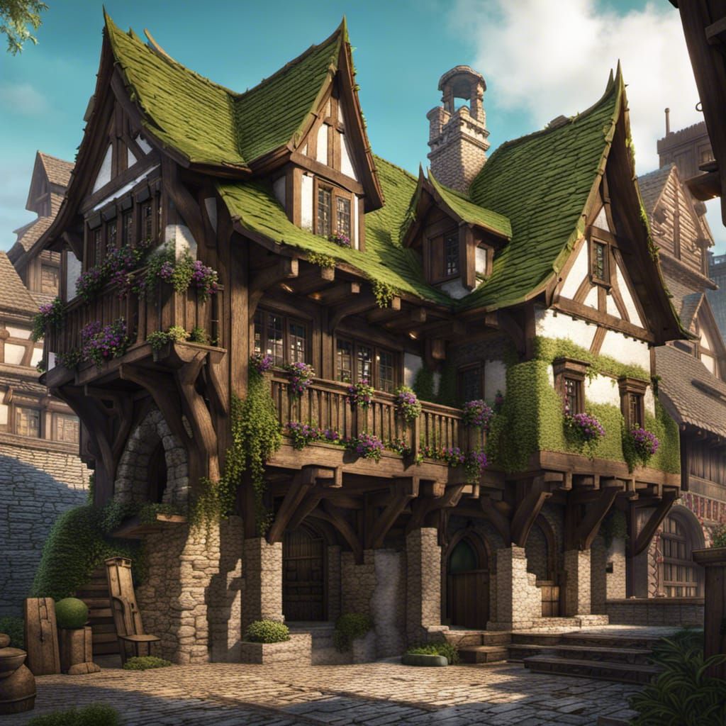 Fantasy City Guild Building in Detailed Matte Painting