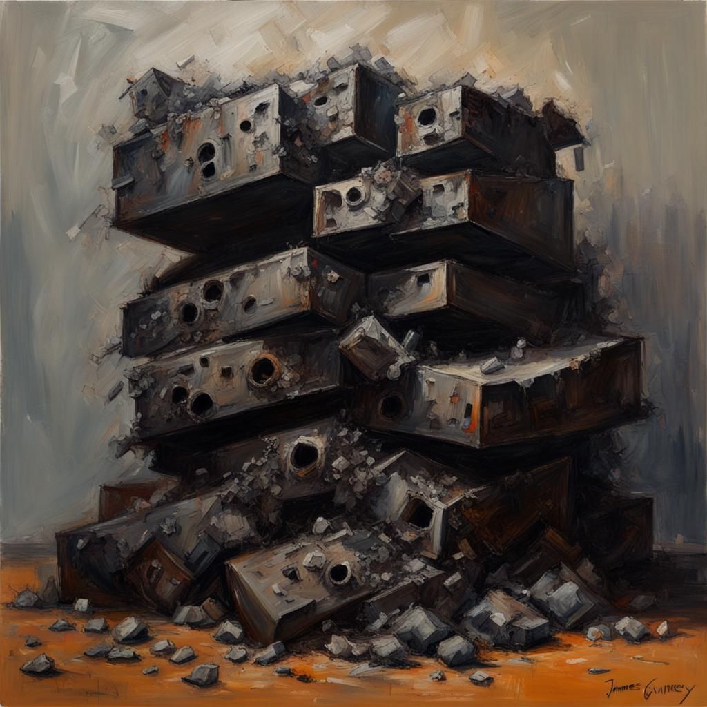 Pile of Black Mold as Oil Painting
