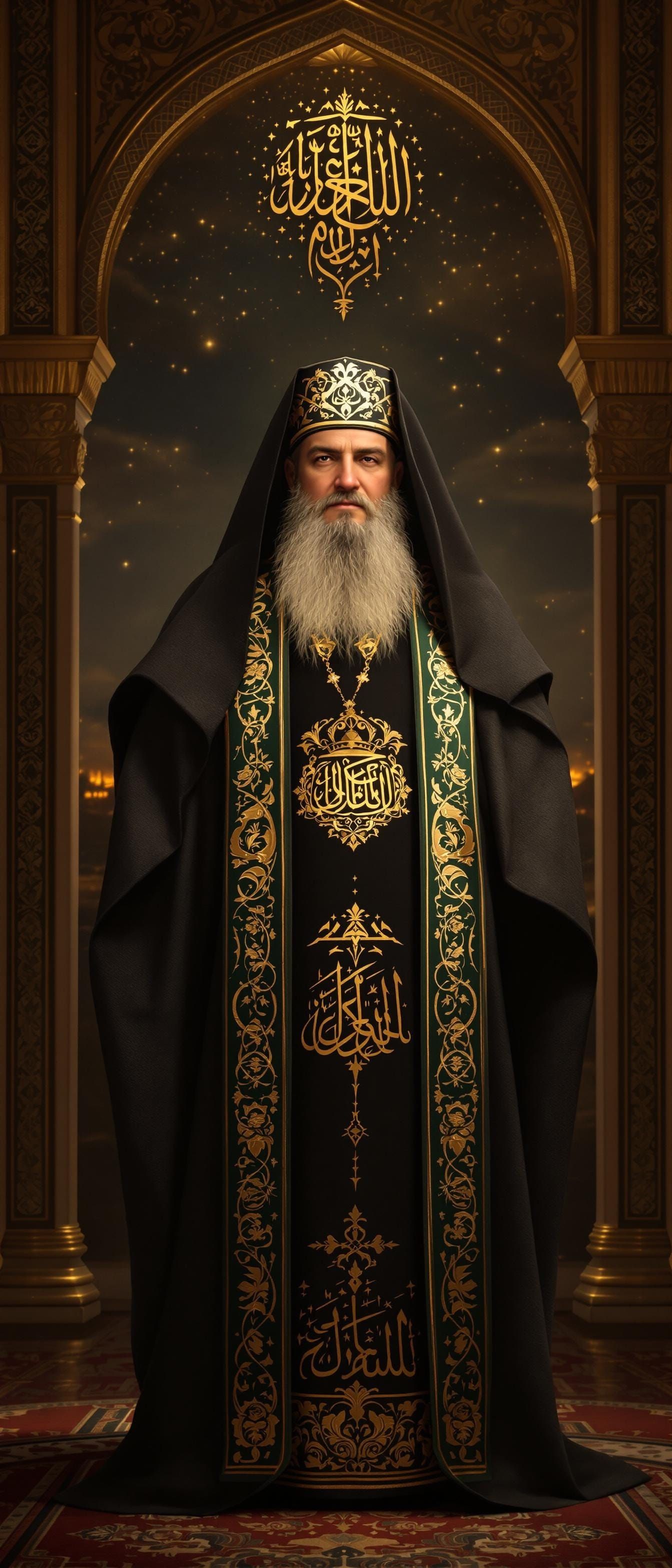 Elegant Islamic Saint in Hyperrealistic Portrait