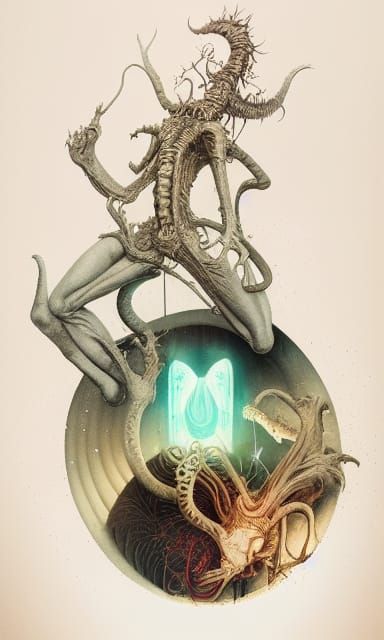 Surreal Demon Brain Dream in Dark Fantasy Style