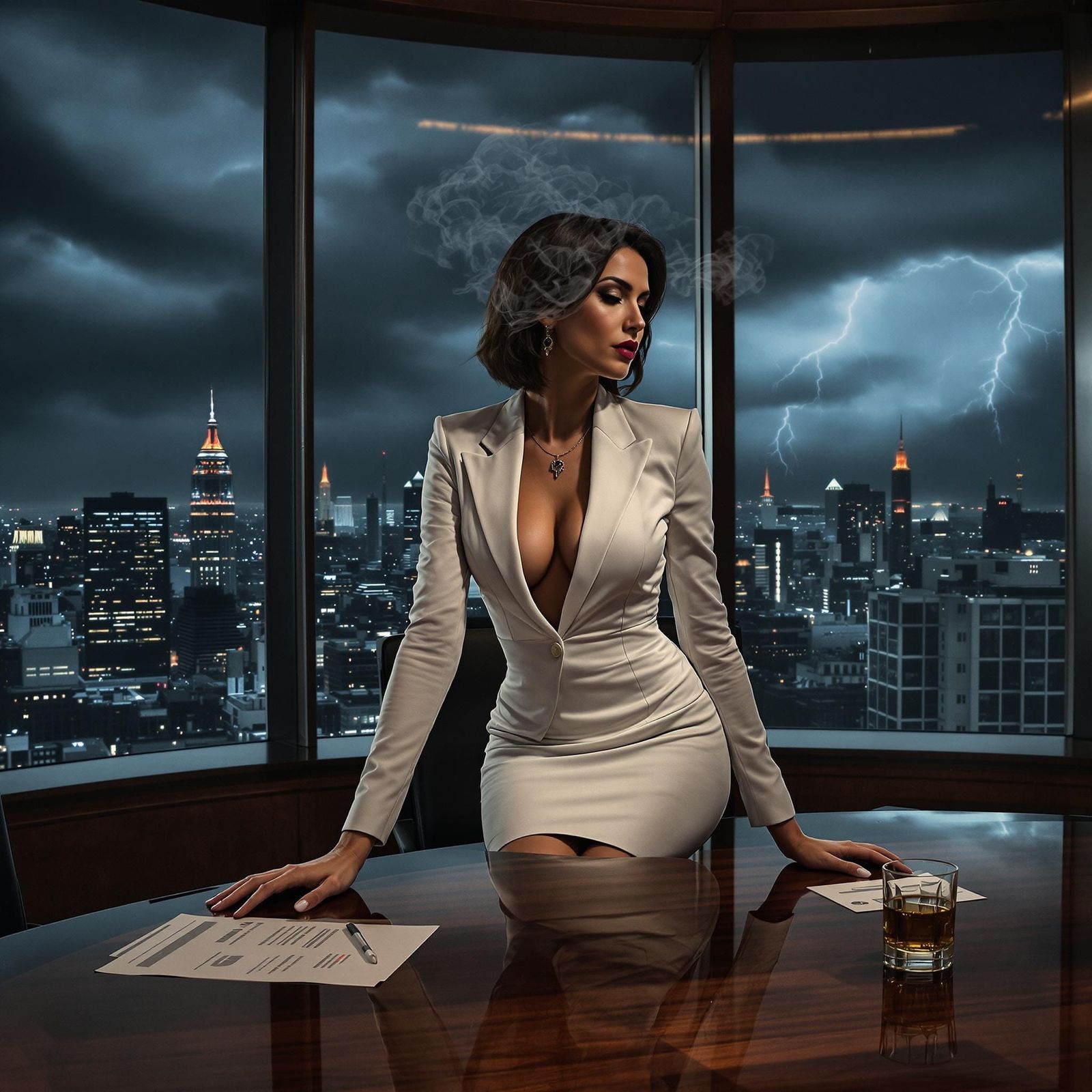 Elegant Powerhouse Rules the Boardroom in Noir Style