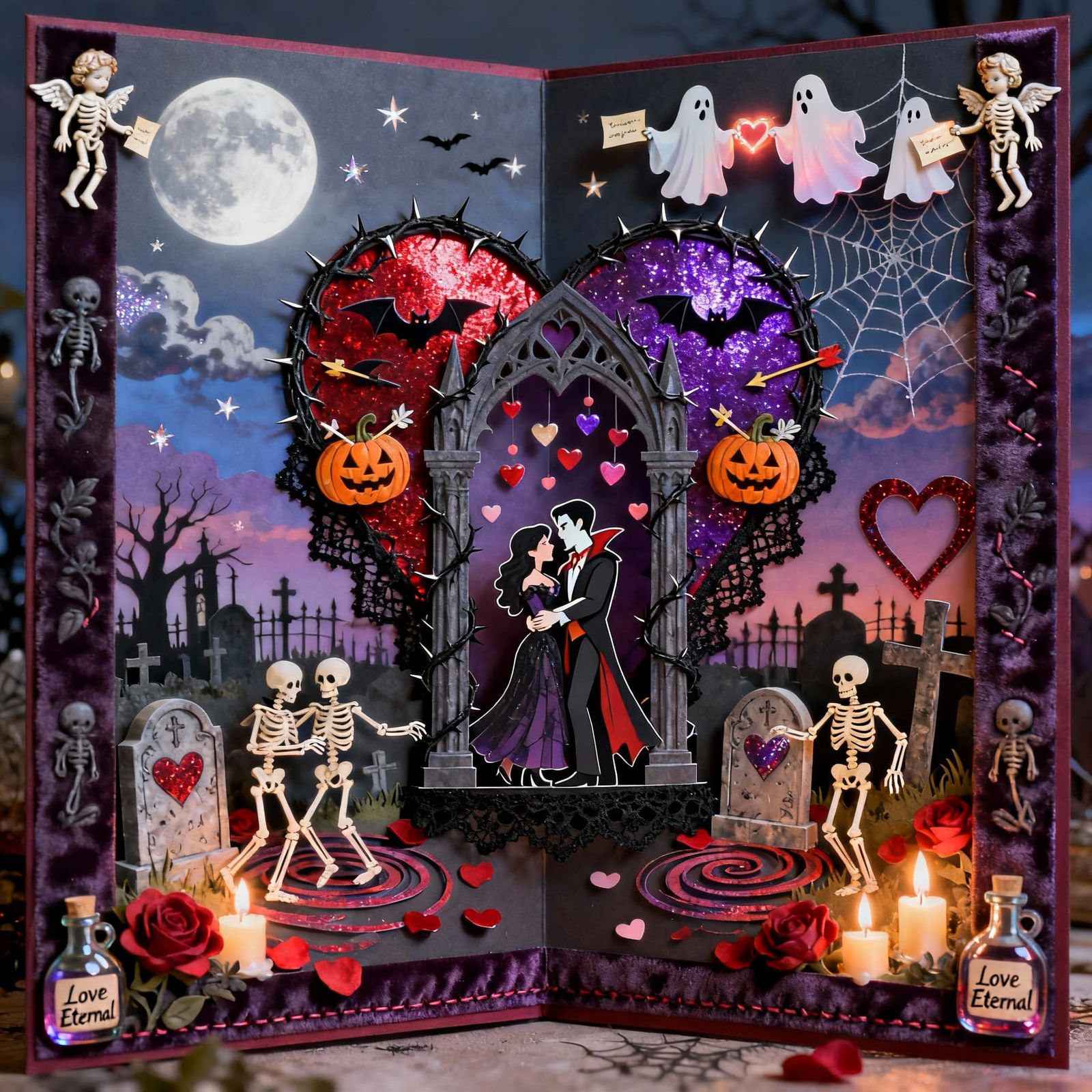 Whimsical Gothic Halloween Valentine Card