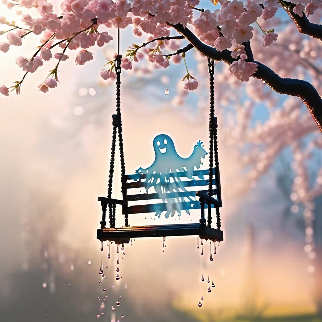 A super adorable, happy, and transparent adorable ghost silh...