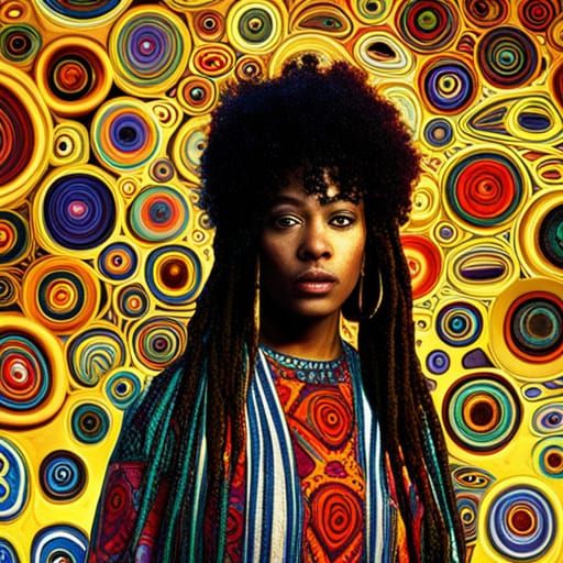 Psychedelic Goth: African American Woman in Klimt Style