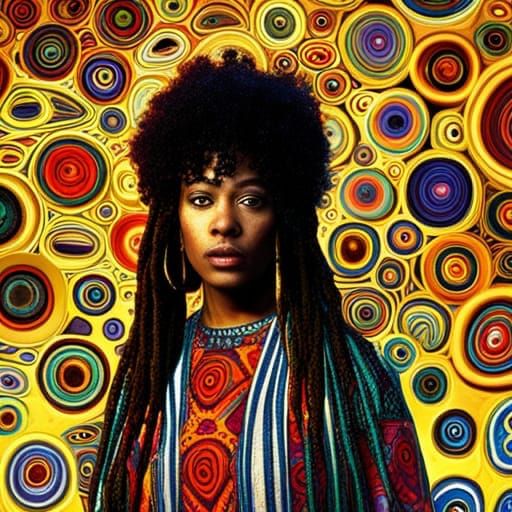 Psychedelic Goth: African American Woman in Klimt Style