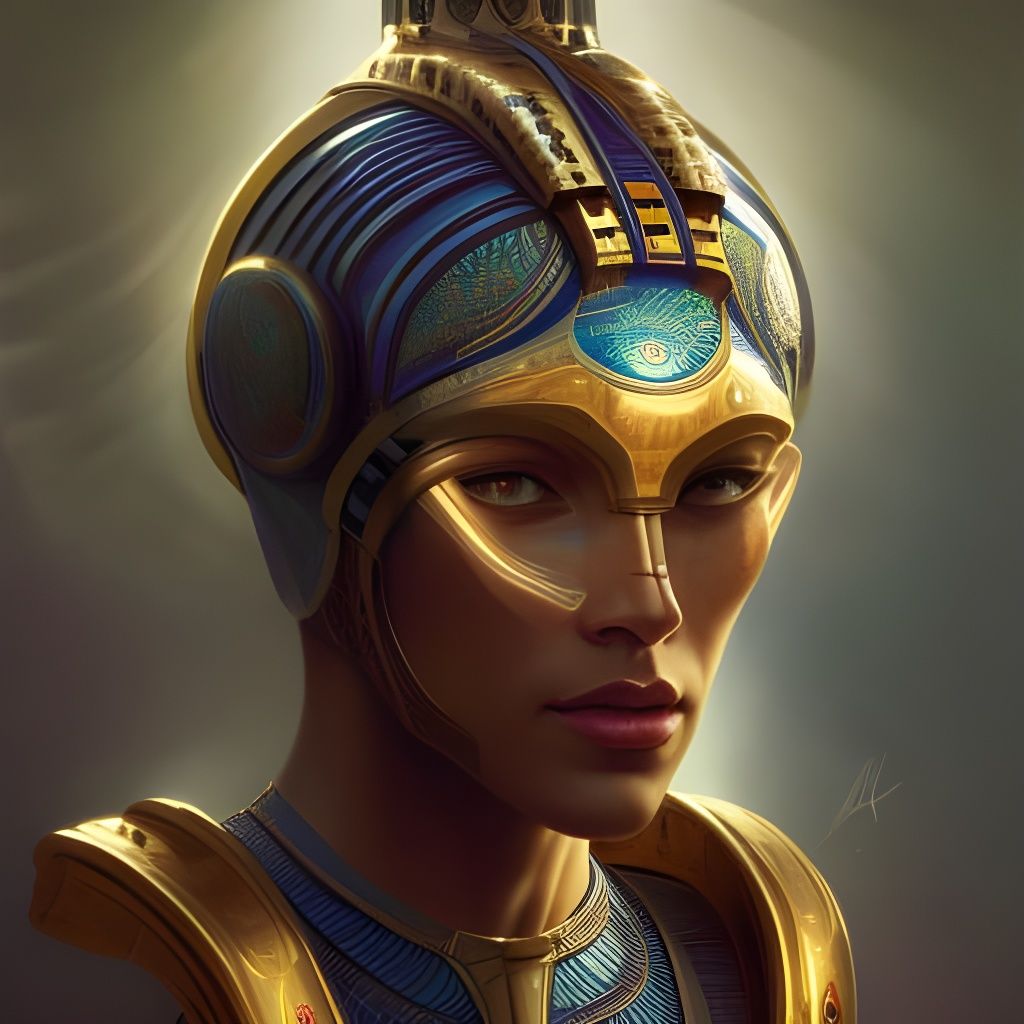 Futuristic Egyptian Supermodel Portrait in Hyperdetailed Sty...