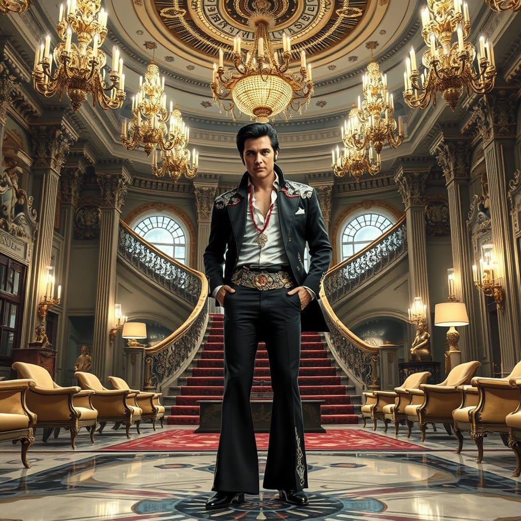 Elvis Presley in Opulent Graceland Grandeur