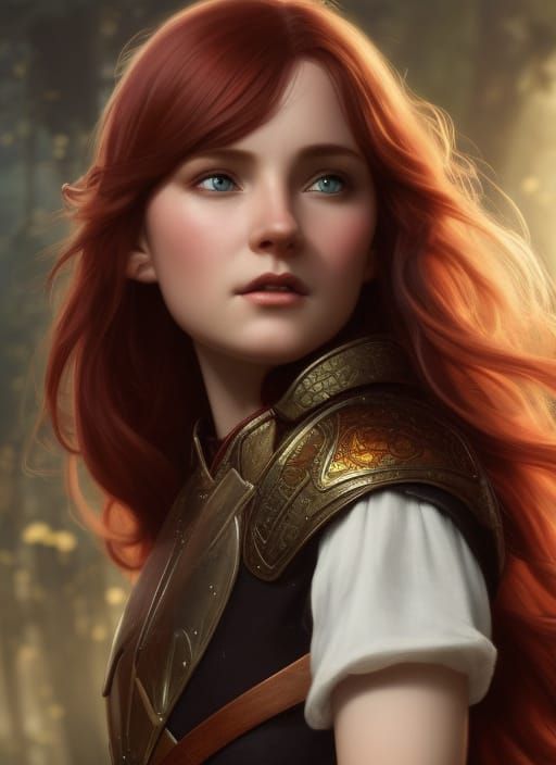 Red Haired Hobbit Portrait in Fantasy Style