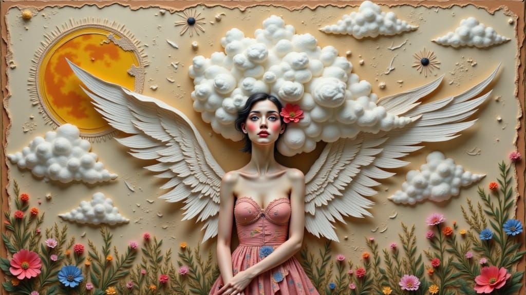 Folk-art, zentangle oil on canvas