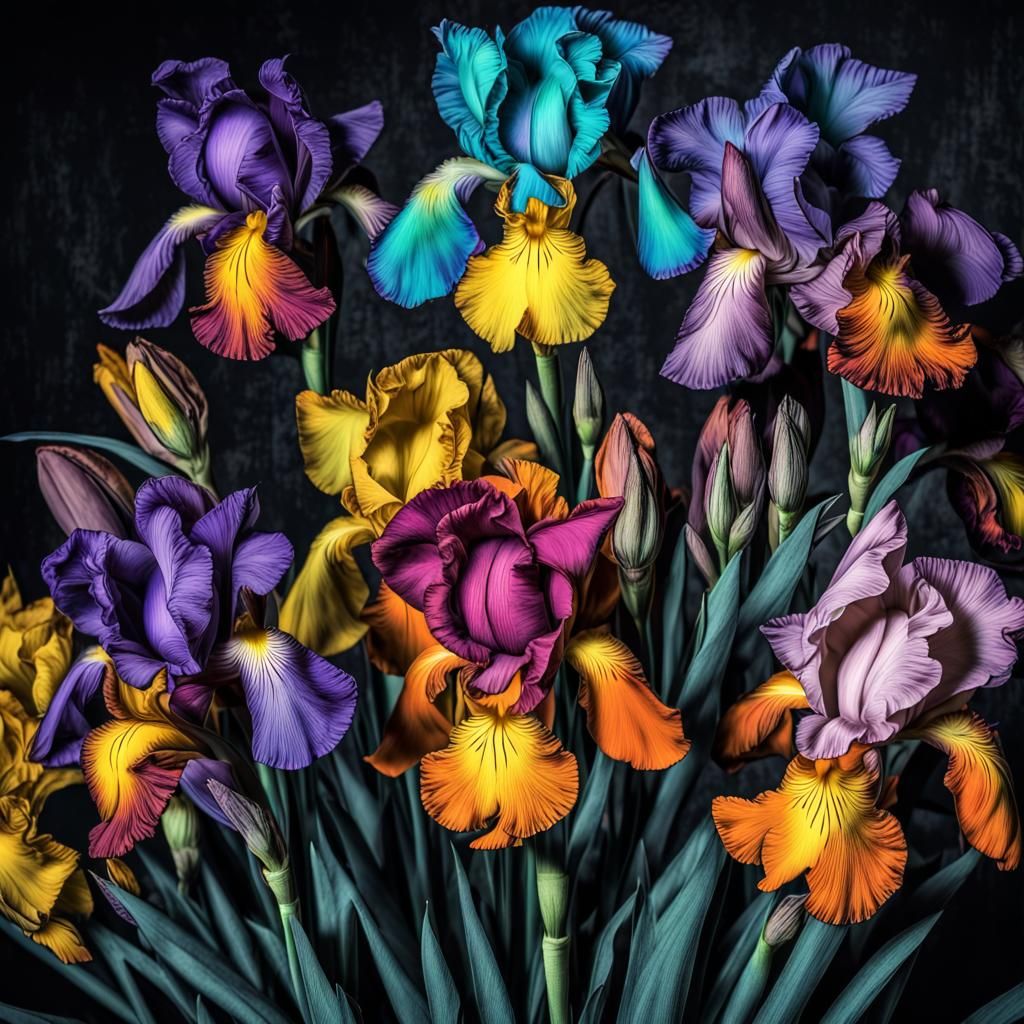 Irises in Pop Art Style