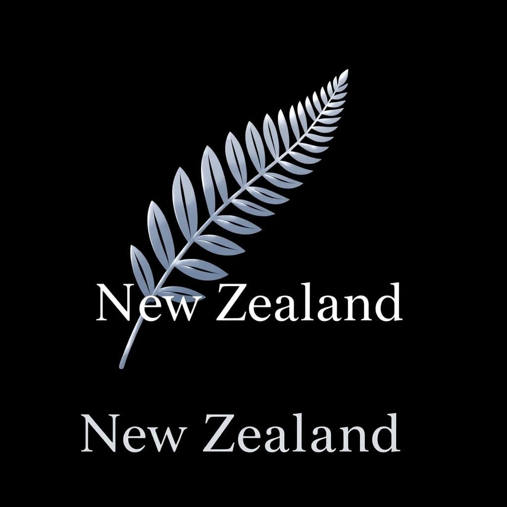 Sleek Silver Fern Emblem Radiates New Zealand Pride in Moder...