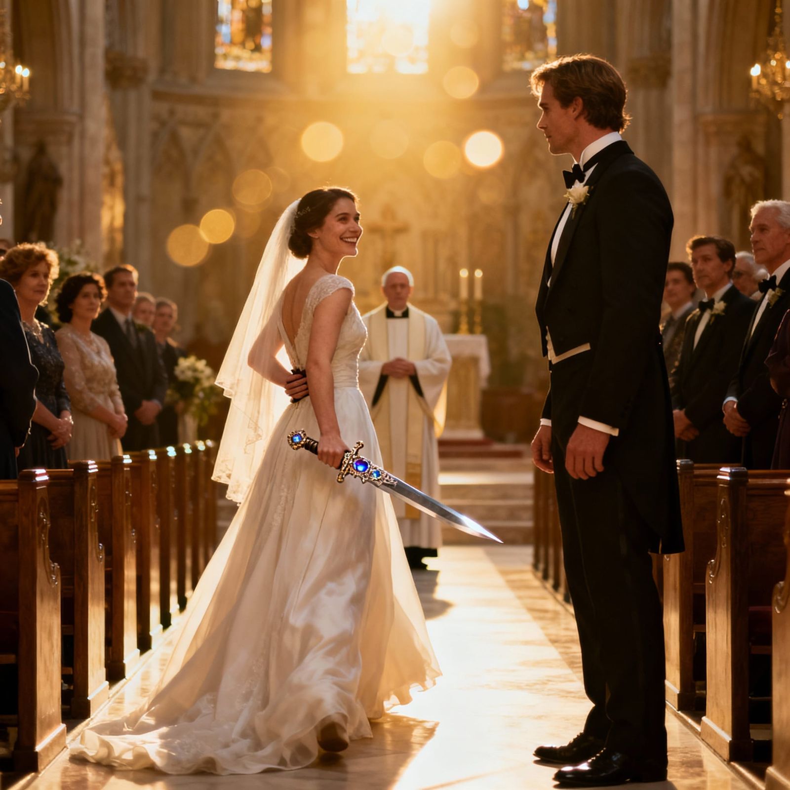 Bride Conceals Dagger, Wedding Ceremony in Cinematic Style
