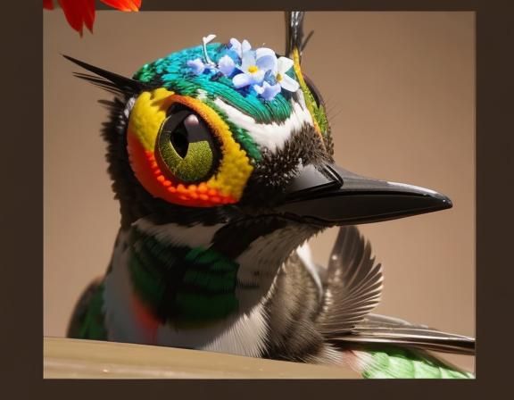 Hummingbird and Insects Sipping Nectar