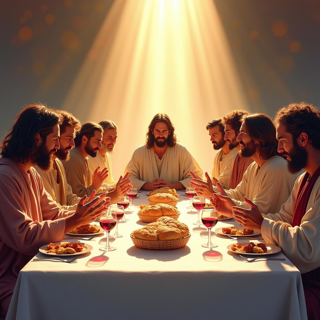 The Last Supper in Watercolor Style