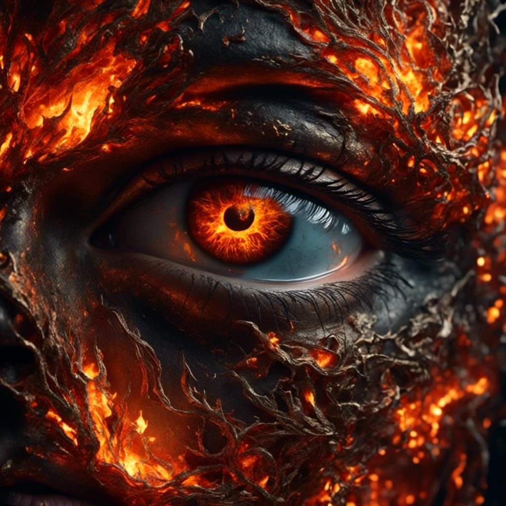 Fiery Eye: Hyperdetailed Flame Formation