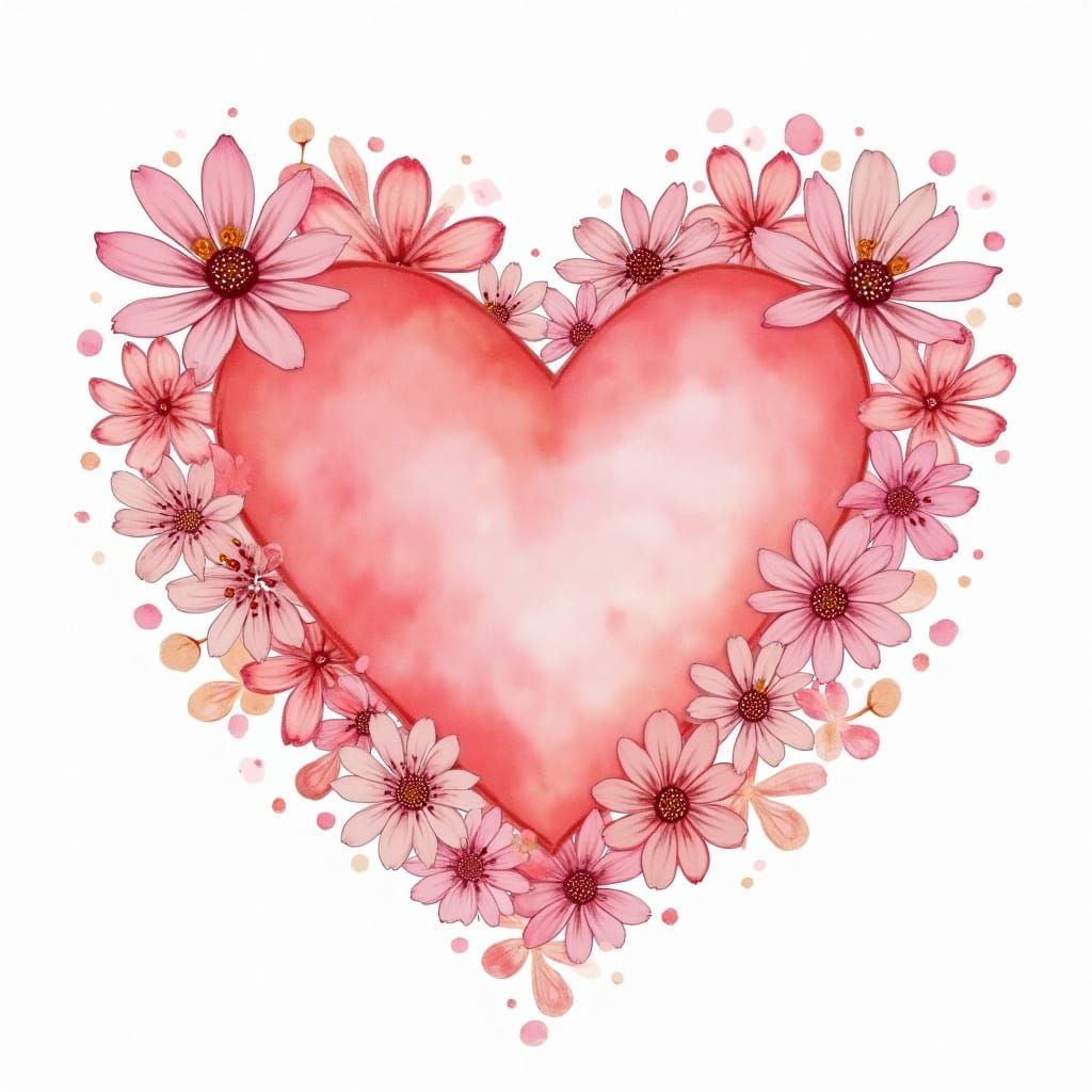 Watercolor Hearts Bloom Together in Harmony