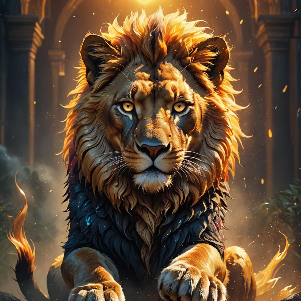 Glowing Lion Cat: Fantasy Concept Art