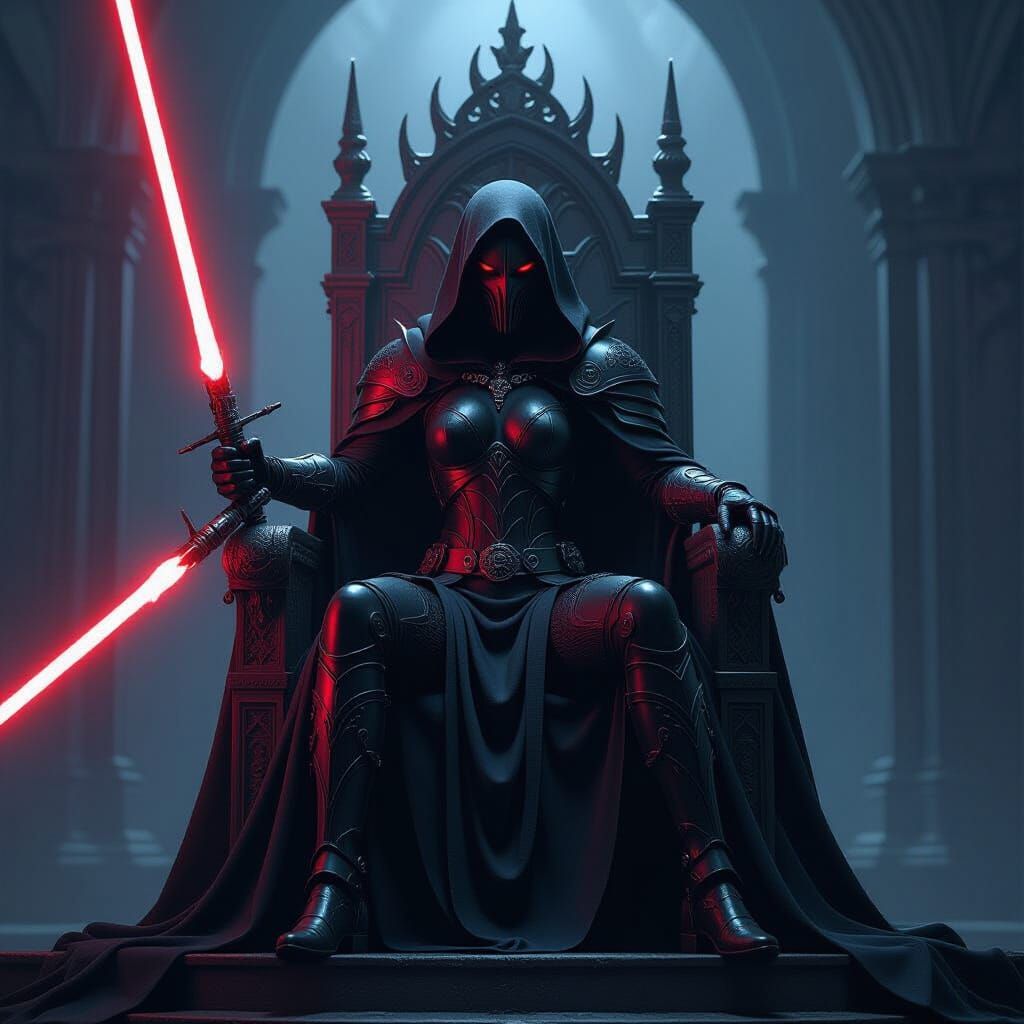 Armored Harpy Sith Lord on Gothic Throne