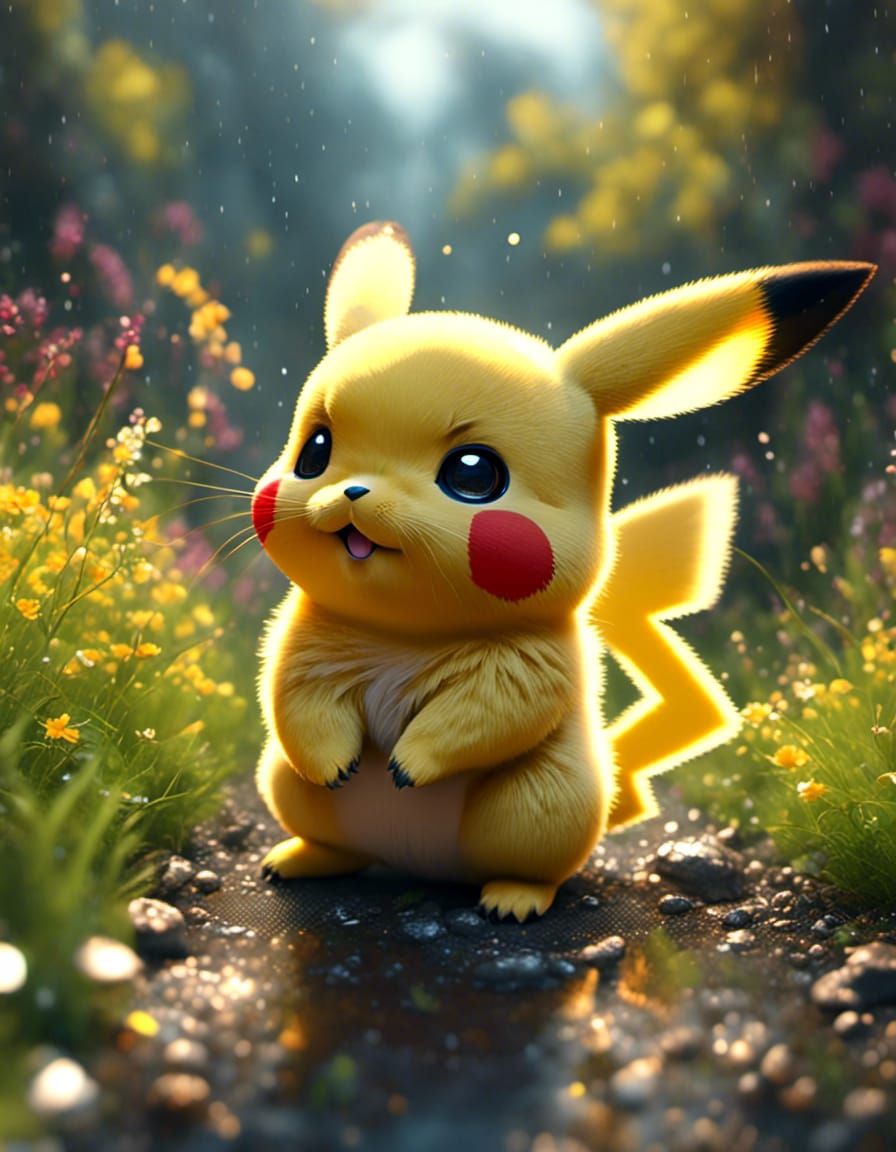 Hyperrealistic Anime Pikachu: Detailed Matte Painting