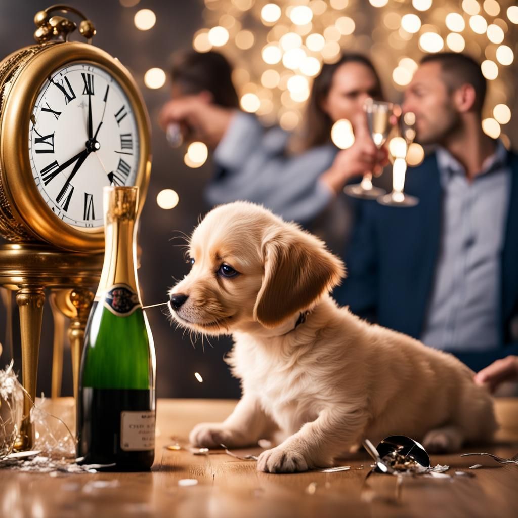 Adorable Puppy Celebrates New Year