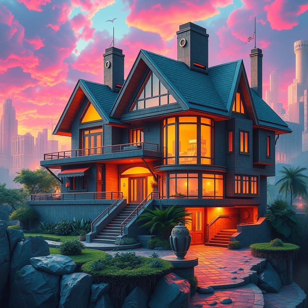 Futuristic House in Vibrant 2060s Style